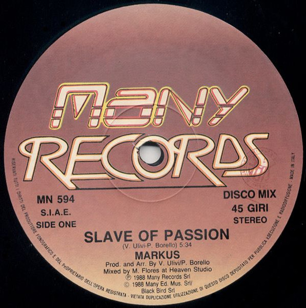 Markus - Slave Of Passion | Many Records (MN 594)