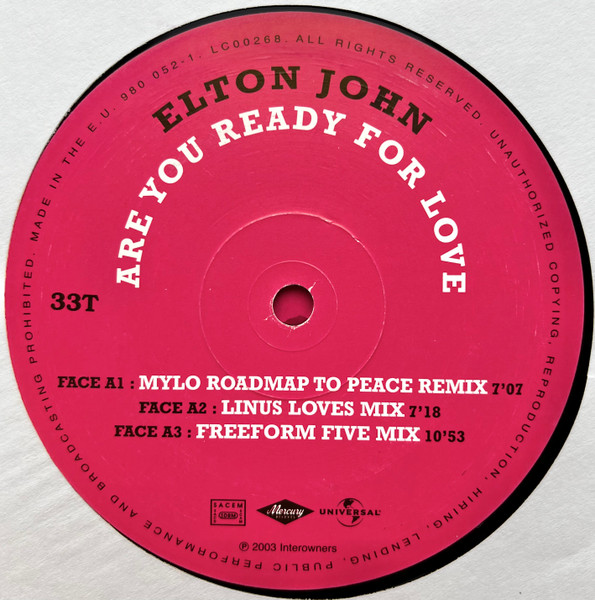 Elton John - Are You Ready For Love | Mercury (980 052-1) - 3