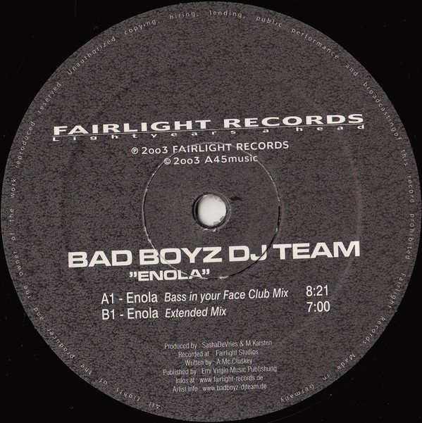 Bad Boyz DJ Team - Enola | Fairlight Records (none)
