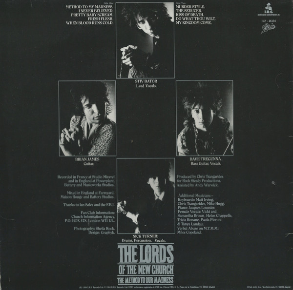 Lords Of The New Church - The Method To Our Madness | I.R.S. Records (ILP 26134) - 2 Lords Of The New Church - The Method To Our Madness | I.R.S. Records (ILP 26134) - 2