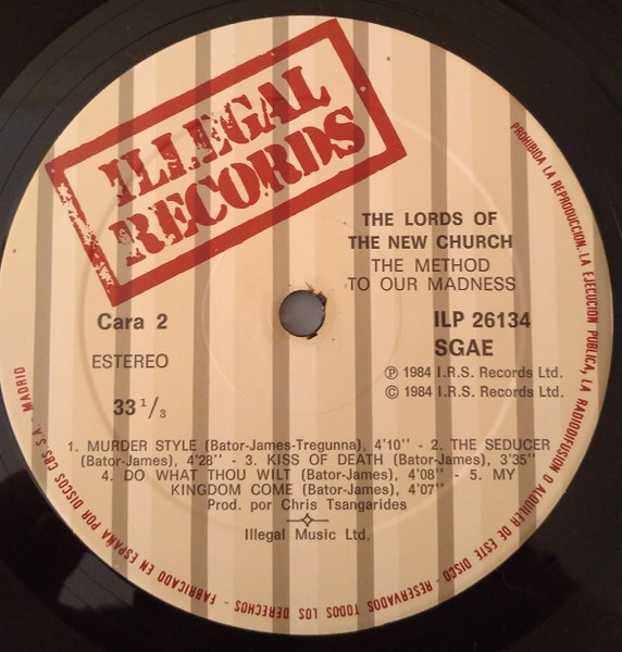 Lords Of The New Church - The Method To Our Madness | I.R.S. Records (ILP 26134) - 4 Lords Of The New Church - The Method To Our Madness | I.R.S. Records (ILP 26134) - 4