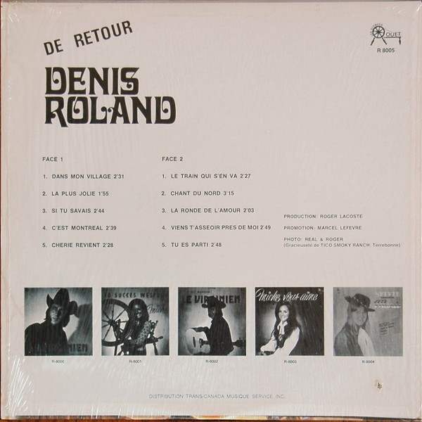 Denis Roland - De Retour [Vinyl] | Les Disques Rouet (R 8005) - 2