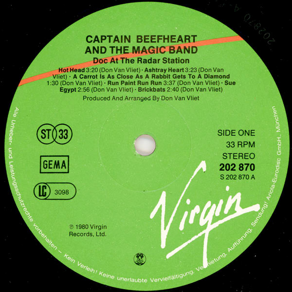 Captain Beefheart And The Magic Band - Doc At The Radar Station | Virgin (202 870-320) - 3