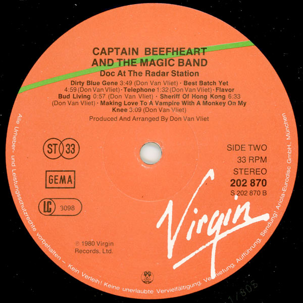 Captain Beefheart And The Magic Band - Doc At The Radar Station | Virgin (202 870-320) - 4