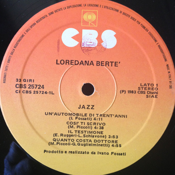 Loredana Berte' - Jazz | CBS (CBS 25724) Loredana Berte' - Jazz | CBS (CBS 25724)