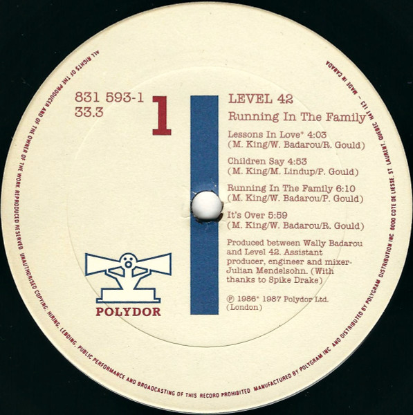 Level 42 - Running In The Family | Polydor (831 593-1) - 3