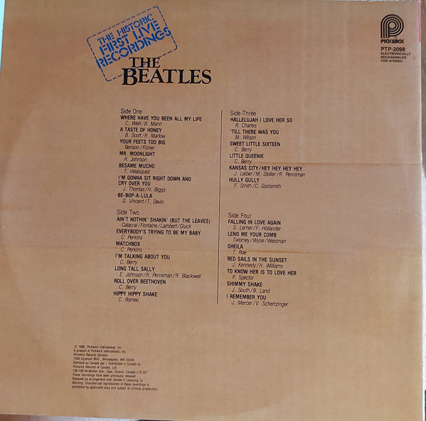 The Beatles - The Historic First Live Recordings | Pickwick (PTP-2098) - 2 The Beatles - The Historic First Live Recordings | Pickwick (PTP-2098) - 2