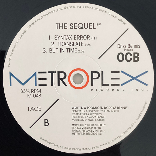 Driss Bennis Presents OCB - The Sequel | Metroplex (M-048)