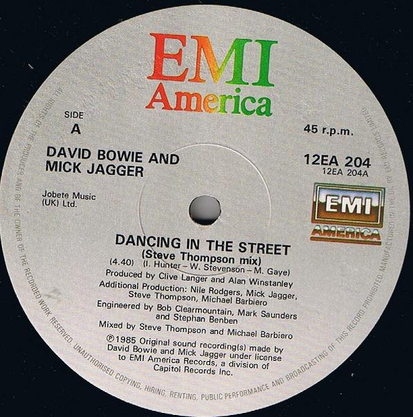 David Bowie And Mick Jagger - Dancing In The Street | EMI America (12EA 204) - 2