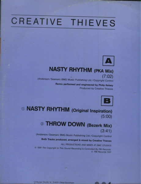 Creative Thieves - Nasty Rhythm | ZYX Records (ZYX 6498-12) - 6