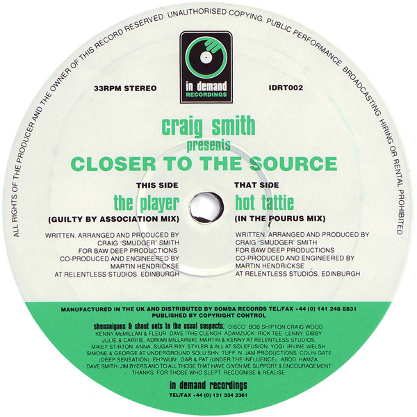 Craig Smith - Closer To The Source | In Demand Recordings (IDRT002) - main