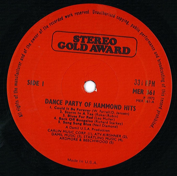 Big Jim 'H' & His Men Of Rhythm - Dance Party Of Hammond Hits | Stereo Gold Award (MER 361) - 3