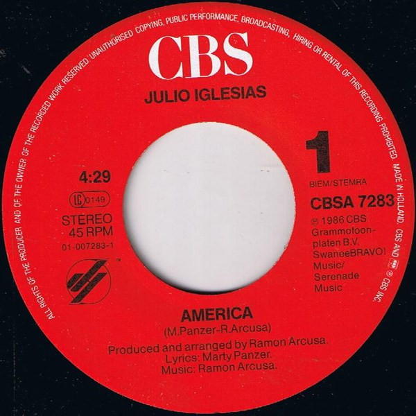 Julio Iglesias - America | CBS (CBSA 7283) - 3