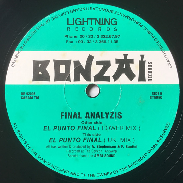 Final Analyzis - El Punto Final | Bonzai Records (BR 92008)