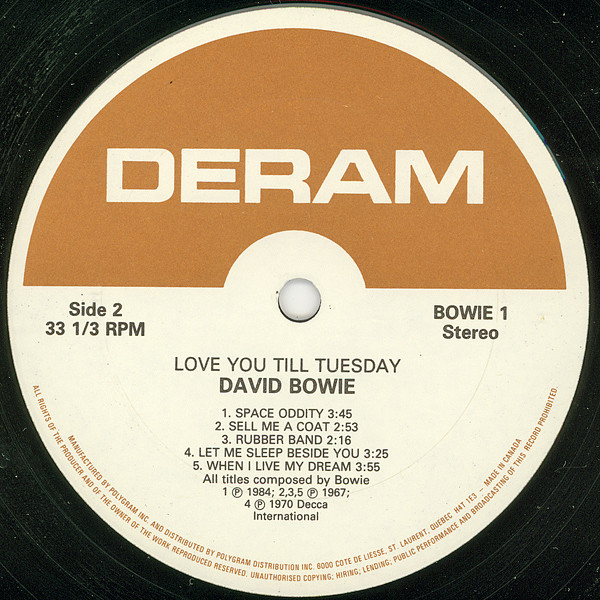David Bowie - Love You Till Tuesday [Vinyl] | Deram (BOWIE 1) - 4