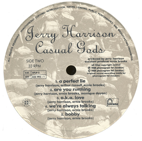 Jerry Harrison: Casual Gods - Casual Gods | Fontana (SFLP-2) - 4