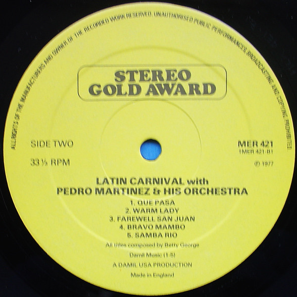 Pedro Martinez, His Orchestra And Chorus - Latin Carnival | Stereo Gold Award (MER 421) - 4