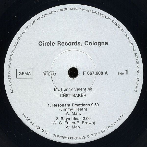 Chet Baker With Jon Eardley & Bob Mover - My Funny Valentine (Live At The Salt Peanuts Club) | Circle Records (RK 23581/24) - 4 Chet Baker With Jon Eardley & Bob Mover - My Funny Valentine (Live At The Salt Peanuts Club) | Circle Records (RK 23581/24) - 4
