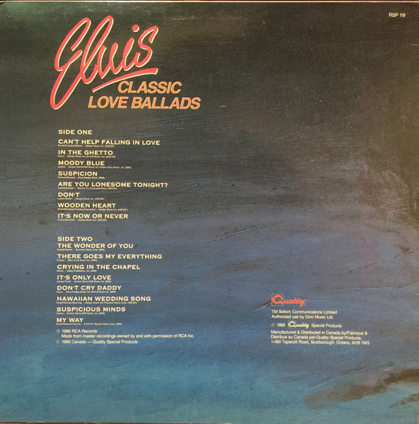 Elvis Presley - Classic Love Ballads [Vinyl] | Quality Special Products (RSP 119) - 2