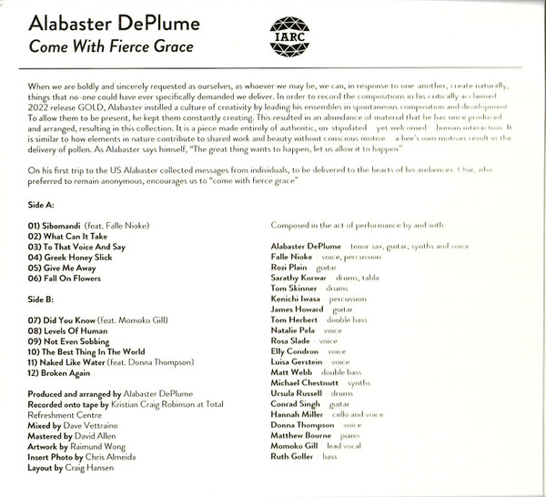 Alabaster DePlume - Come With Fierce Grace | International Anthem Recording Company (IARC0070) - 4 Alabaster DePlume - Come With Fierce Grace | International Anthem Recording Company (IARC0070) - 4