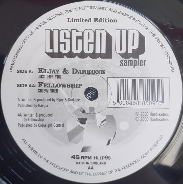 Eljay & Darkone / Fellowship - Listen Up (Sampler) | Hardleaders (HLLP9S)