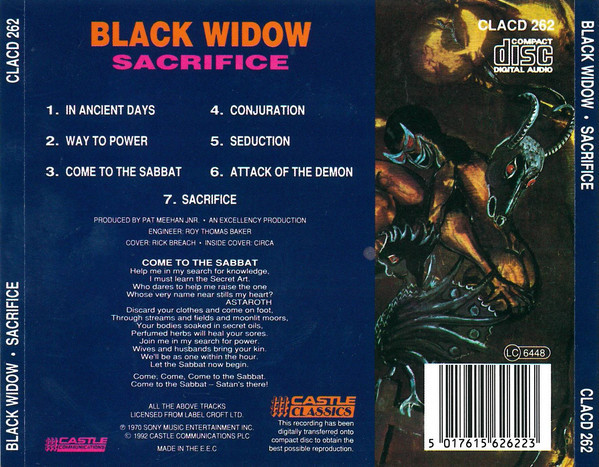 Black Widow - Sacrifice | Castle Classics (CLACD 262) - 2