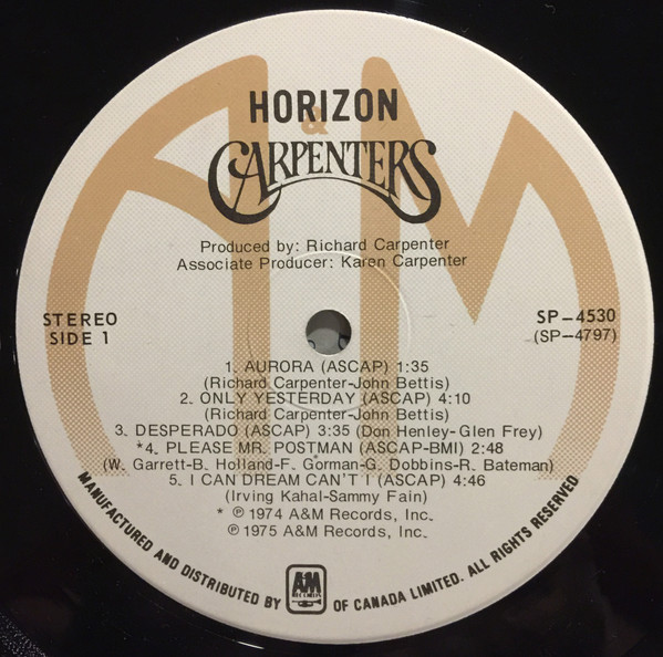 Carpenters - Horizon | A&M Records (SP4530) - 4