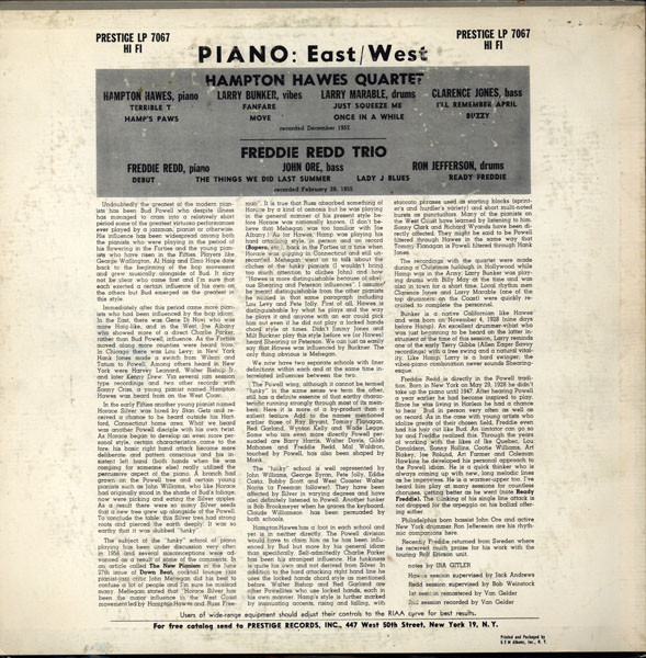 Freddie Redd / Hampton Hawes - Piano: East/West | Prestige (LP 7067) - 2
