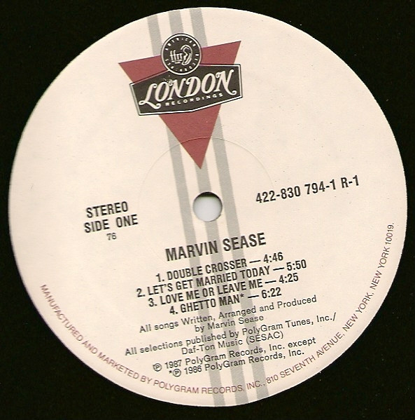 Marvin Sease - Marvin Sease | London Records (422 830 794-1 R-1) - 2