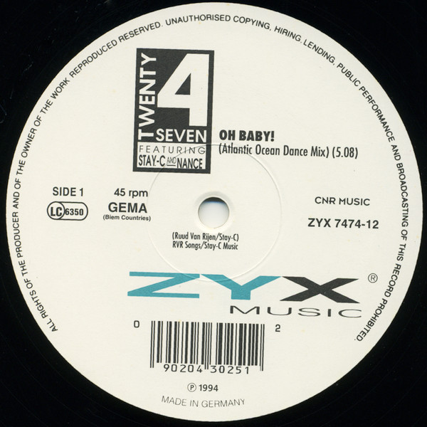 Twenty 4 Seven Featuring Stay-C And Nance - Oh Baby! | ZYX Music (ZYX 7474-12)