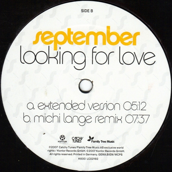 September - Looking For Love | Kontor Records (K600) - 3