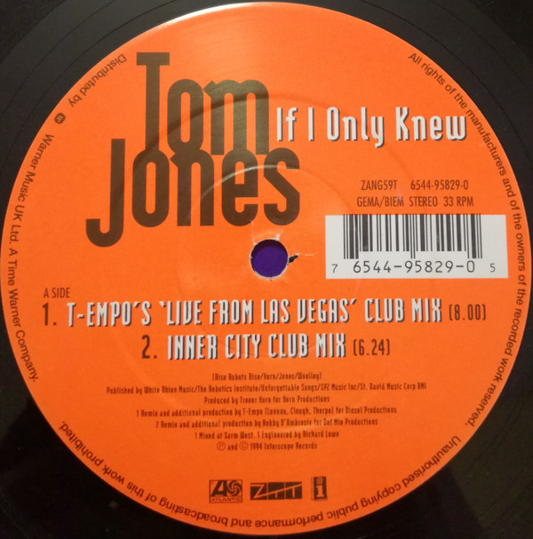 Tom Jones - If I Only Knew | ZTT (ZANG59T) - main