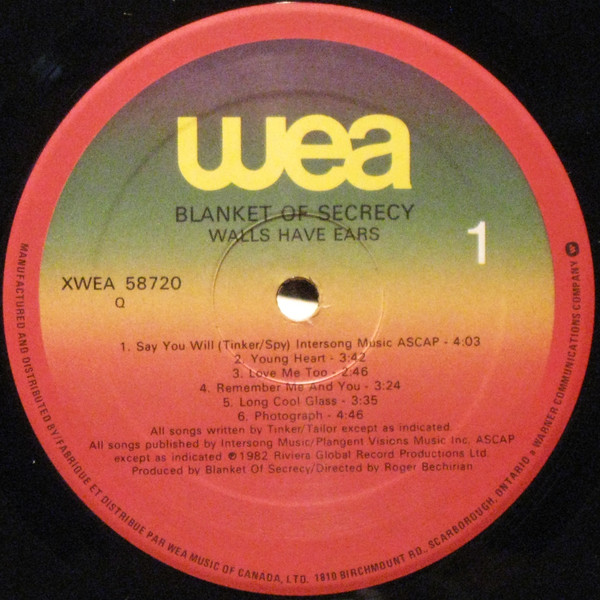 Blanket Of Secrecy - Walls Have Ears | WEA (XWEA 58720) - 3