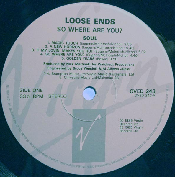 Loose Ends - So Where Are You? | Virgin (OVED 243) - 3