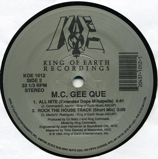 M.C. Gee Que - All Nite | King Of Earth Recordings (KOE 1012)