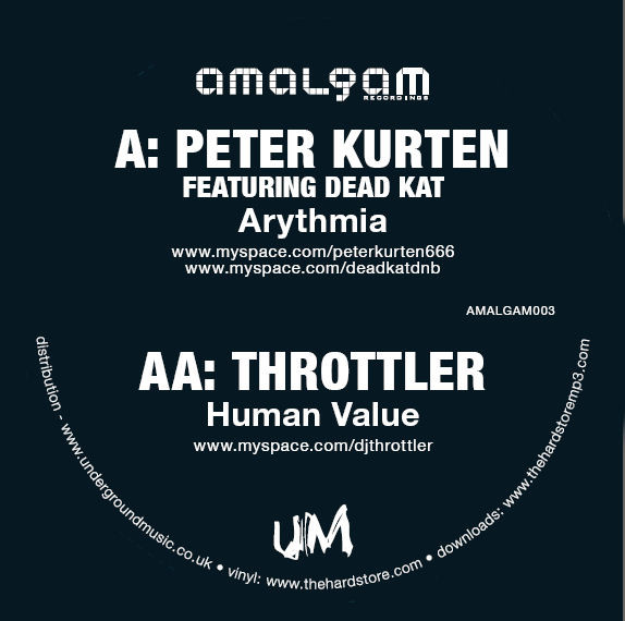 Peter Kurten Featuring Dead Kat / Throttler - Arythmia / Human Value | Amalgam Recordings (AMALGAM003)