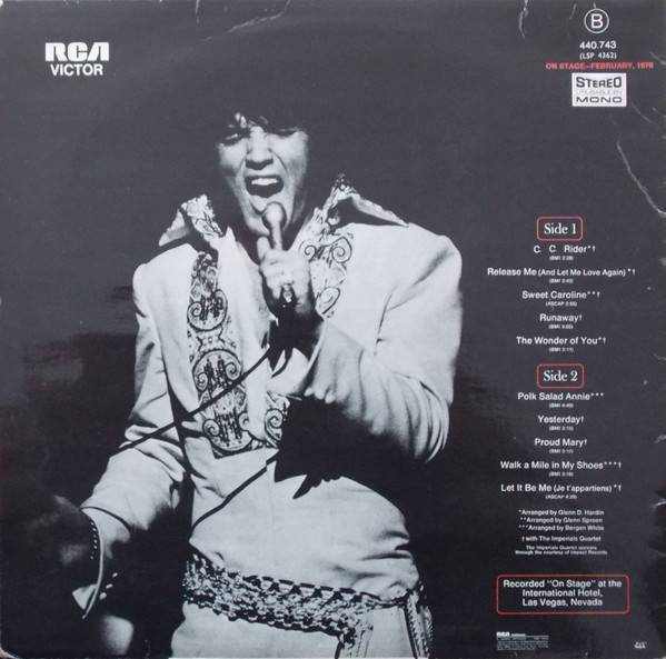 Elvis Presley - On Stage - February, 1970 | RCA Victor (440.743) - 2