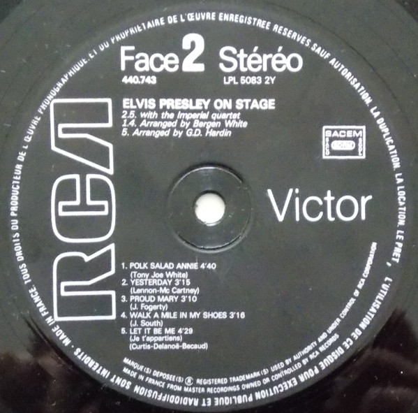 Elvis Presley - On Stage - February, 1970 | RCA Victor (440.743) - 4