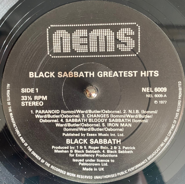 Black Sabbath - Greatest Hits | NEMS (NEL 6009) Black Sabbath - Greatest Hits | NEMS (NEL 6009)