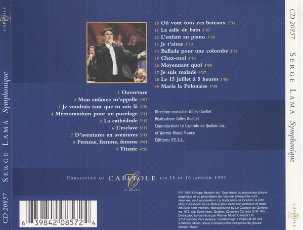 Serge Lama - Symphonique | Le Capitole (CD 20857)