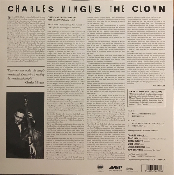 Charles Mingus - The Clown | Jazz Wax Records (JWR 4555) - 2