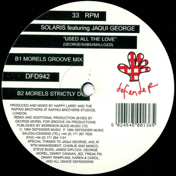 Solaris Featuring Jaqui George - Used All The Love | Defender Music (DFD942) - 2