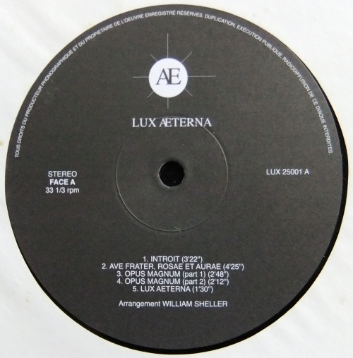 William Sheller - Lux Aeterna | Not On Label (LUX 25001) - 3