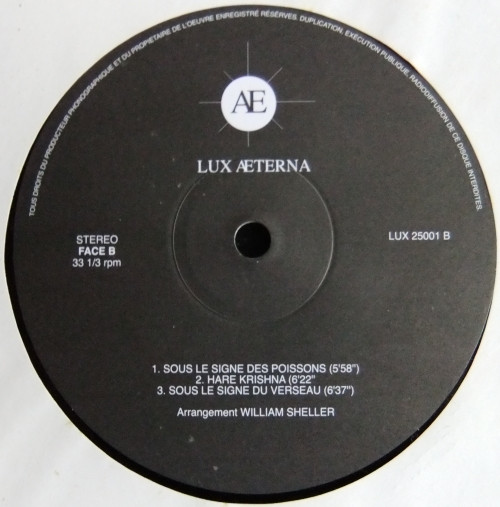 William Sheller - Lux Aeterna | Not On Label (LUX 25001) - 4