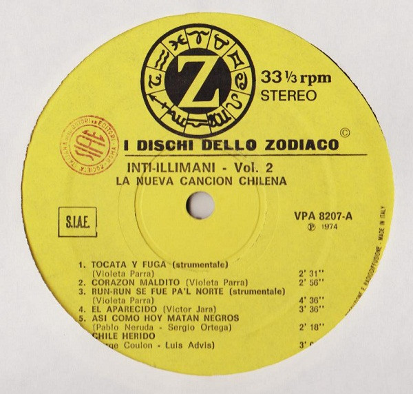 Inti Illimani - Inti-Illimani 2 - La Nueva Cancion Chilena | I Dischi Dello Zodiaco (VPA 8207) - 3