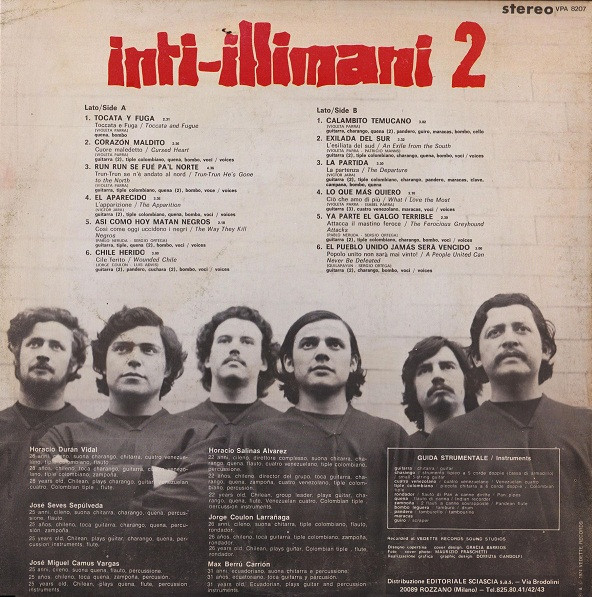 Inti Illimani - Inti-Illimani 2 - La Nueva Cancion Chilena | I Dischi Dello Zodiaco (VPA 8207) - 2