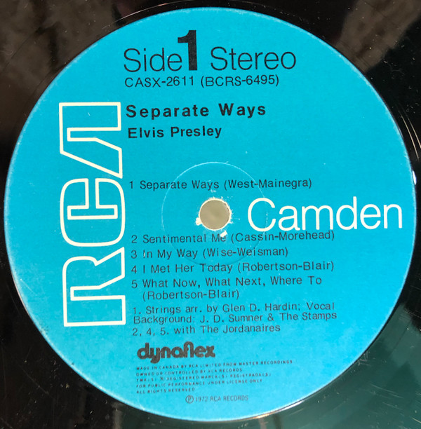 Elvis Presley - Separate Ways [Vinyl] | RCA Camden (CASX-2611) - 3