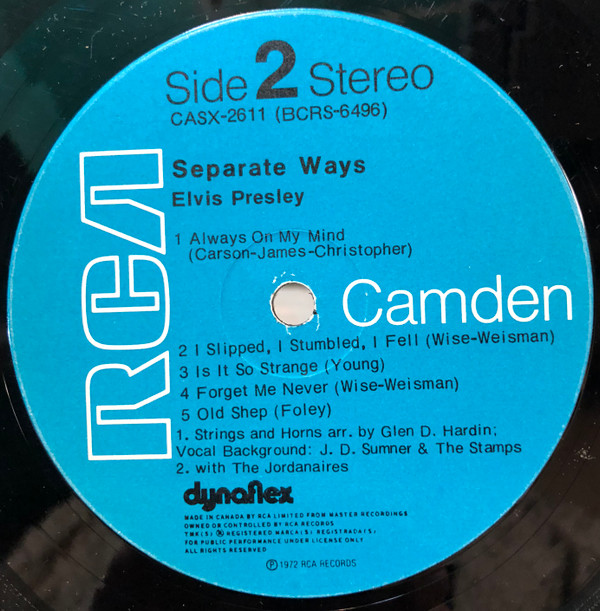 Elvis Presley - Separate Ways [Vinyl] | RCA Camden (CASX-2611) - 2