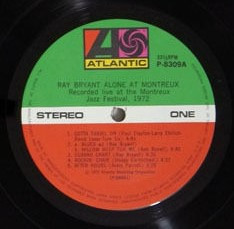 Ray Bryant - Alone At Montreux | Atlantic (P-8309A) - main