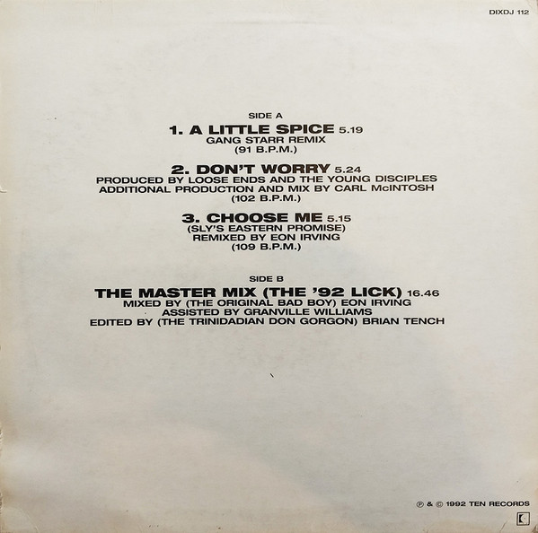 Loose Ends - A Little Spice (Gang Starr Remix) | 10 Records (DIXDJ 112) - 2
